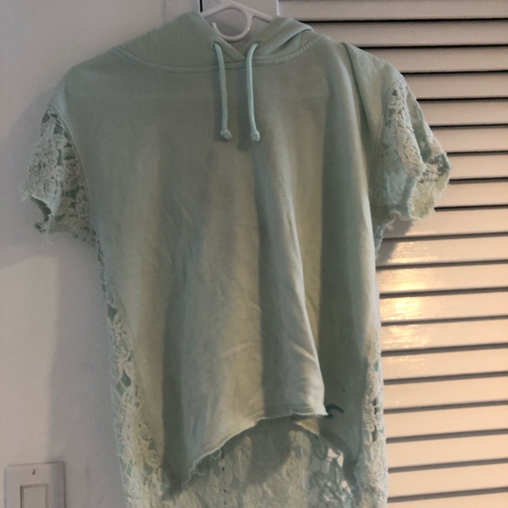 Aqua green lace hoodie